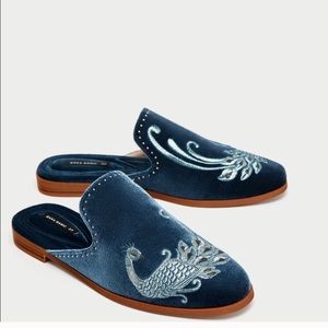 Zara embroidered velvet mules